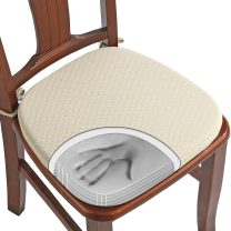 BUYUE Luxury 100% Pure Memory Foam Chair Cushion 1 Pack, Jacquard 16" U-Shape Comfortable Dining Chair Pad, Removable Slip Resistant Kitchen Chair Seat Cushion, (1 Piece, Beige)