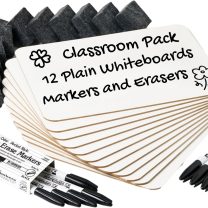 Charles Leonard Dry Erase Lapboard Class Pack, Includes 12 each of Whiteboards, 2 Inch Felt Erasers and Black Dry Erase Markers (35036), 12 Sets